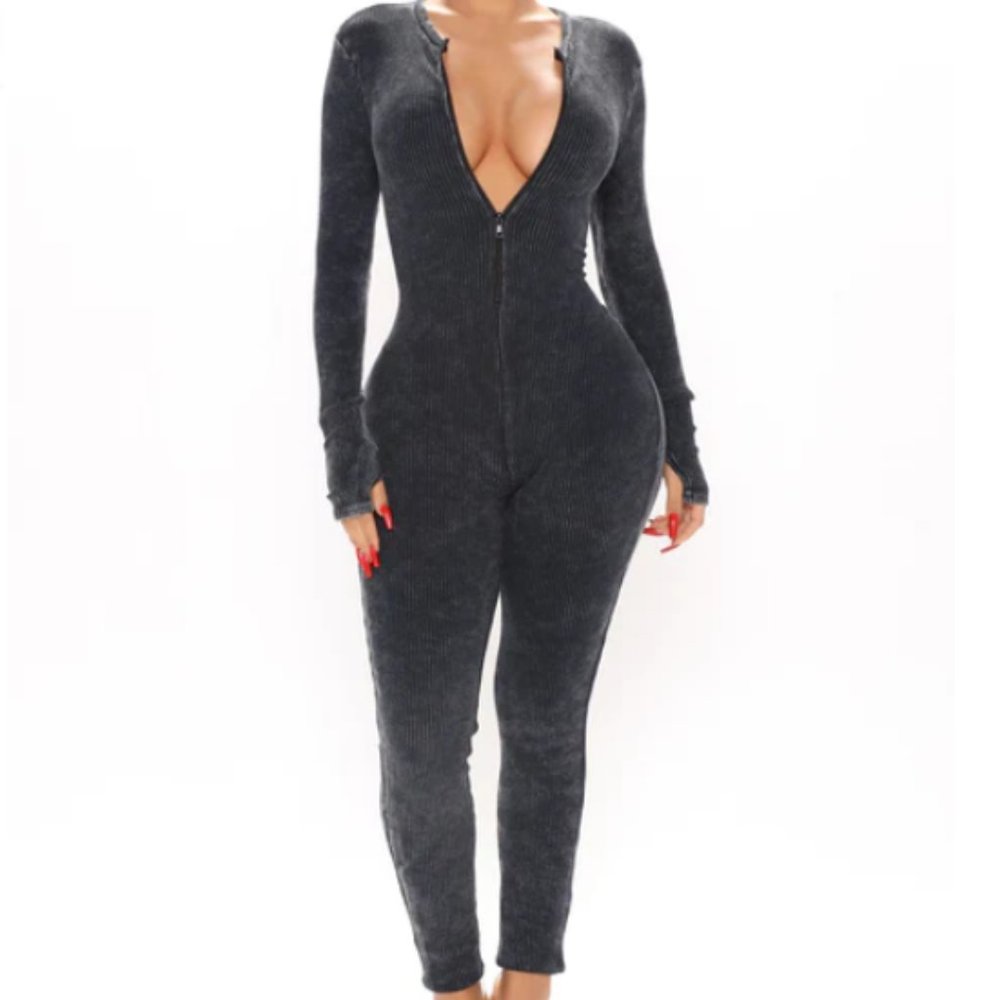 fashion nova manhattan mineral wash jumpsuit *never worn*
